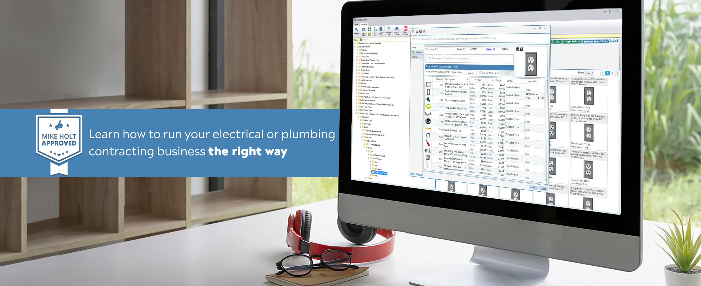 Monitor with TurboBid estimating software and Learn how to run your electrical or plumbing contracting business the right way